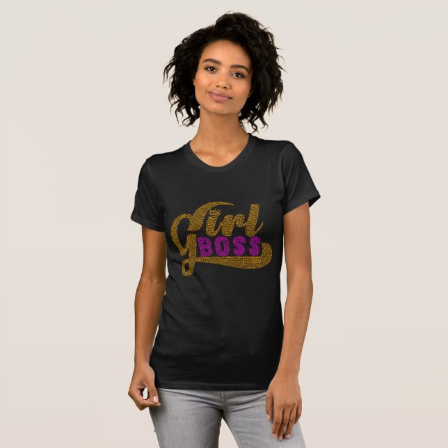 Girl Boss Rhinestone Funny T-Shirt (Front Full)