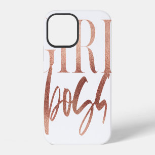 Girl Boss Rose Gold Black Text iPhone 12 Case