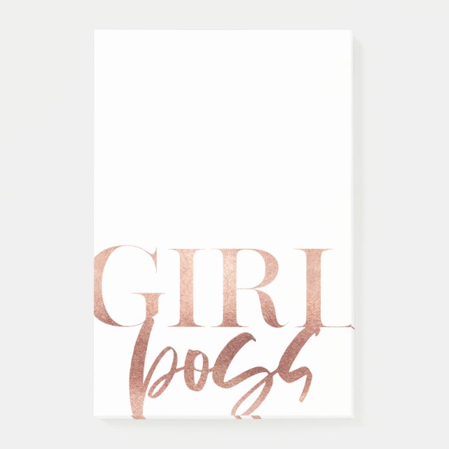 Girl Boss | Rose Gold Black Text | Post-it Notes (Front)