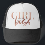 Girl Boss | Rose Gold Black Text | Trucker Hat<br><div class="desc">GIRL BOSS - modern,  fun,  trendy and powerful

***For additional zazzle business stationery,  advertising or merchandising items to match this item,  please contact us through the designer contact on the our zazzle homepage.</div>