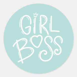 GIRL BOSS SELF LOVE AFFIRMATION QUOTES CLASSIC ROUND STICKER