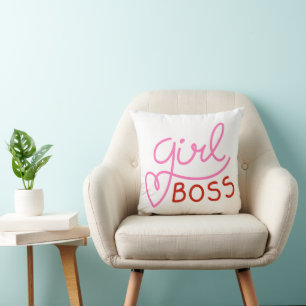 Girl Boss Typography Any colour Throw Pillow
