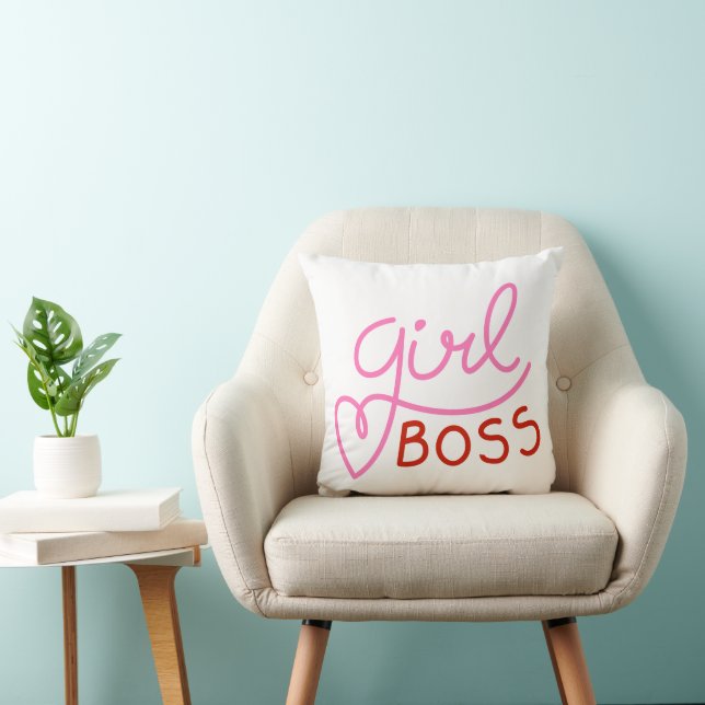 Girl Boss Typography Any colour Throw Pillow (Chair)