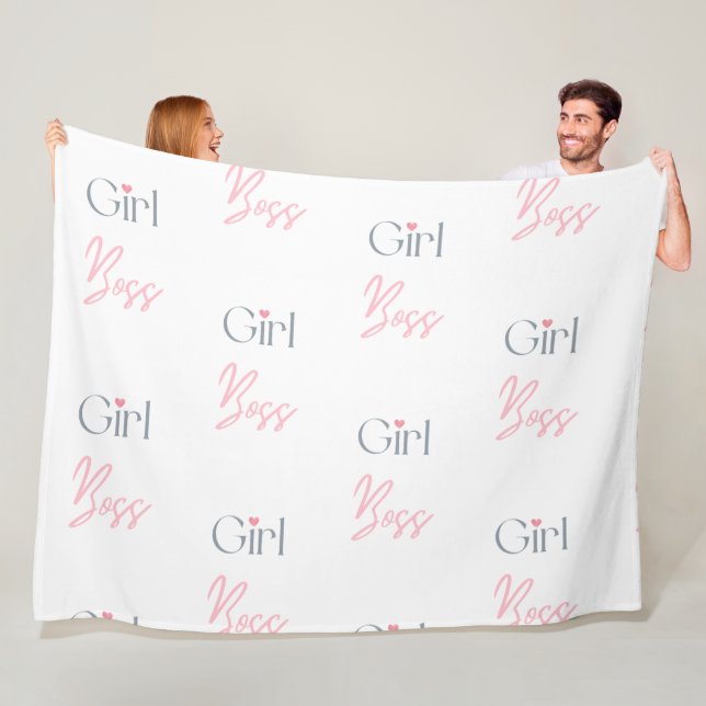 Girl Boss Word Text Girly Design Fleece Blanket (In Situ)