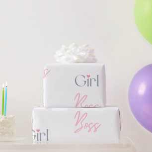 Girl Boss Word Text Girly Design Wrapping Paper