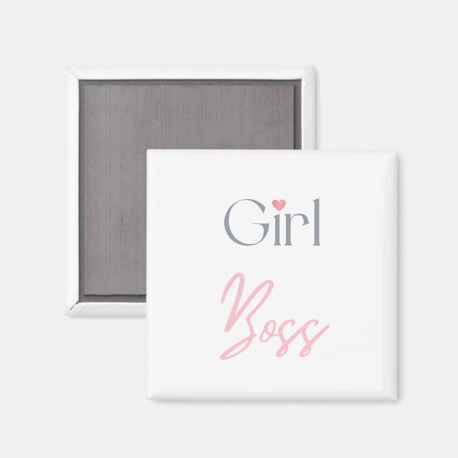 Girl Boss Word Text Minimalistic Magnet (Front/Back)