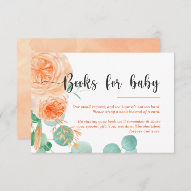 Girl Botanical teal and orange Books for baby Invitation (Front/Back)