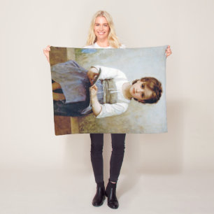 Girl, Bouguereau Fleece Blanket