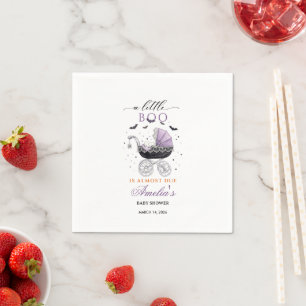 Girl bow Ghost Halloween  Little Boo Baby Shower  Napkin