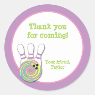 Girl Bowling Birthday Party Favour Stickers