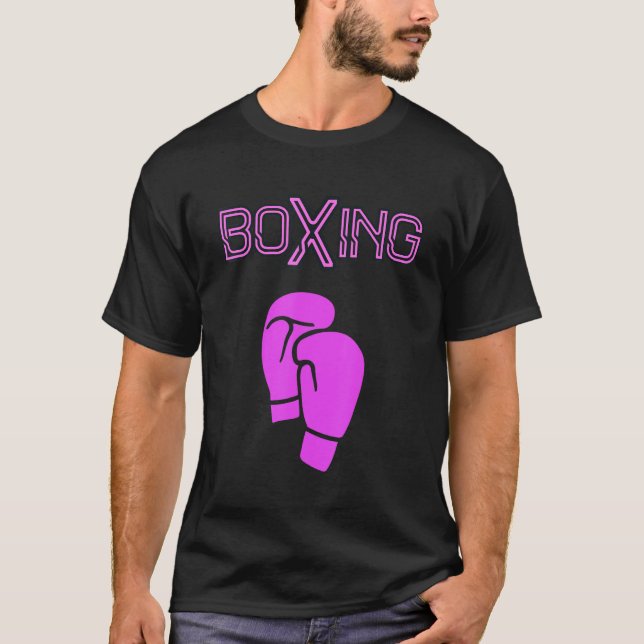 Girl Boxer Woman Boxing Hot Pink Boxing Gloves     T-Shirt (Front)