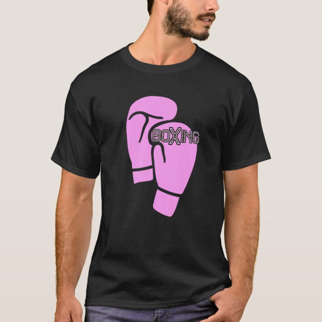 Girl Boxer Woman Boxing Pink Boxing Gloves T-Shirt (Front)