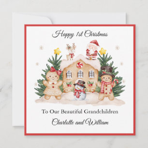 Girl Boy First Christmas Gingerbread Santa Card
