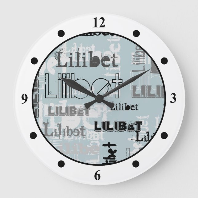 Girl Boys NAME Gifts Accessories Sage Green Large Clock (Front)