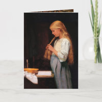 Girl Braiding Her Hair and studying, Albert Anker