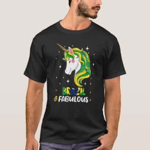 Girl Brazilians Brazil Flag Unicorn Women T-Shirt