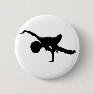 Girl Break Dancer Silhouette Button Badge