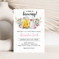 Girl Brewing Beer and Bottle Baby Shower 