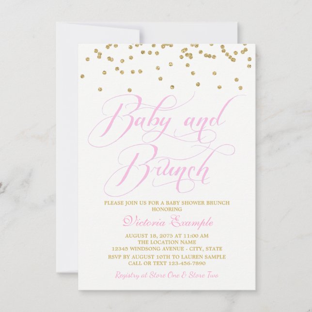 Girl Brunch Baby Shower Invitations (Front)