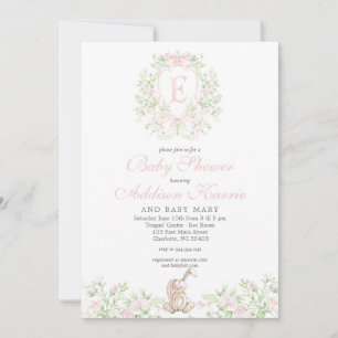 Girl Bunny Baby shower invitation