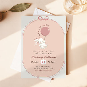 Girl Bunny Pink Bow Baby Shower Invitation