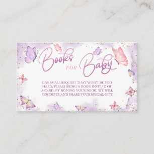 Girl Butterfly Baby Shower Book Request Enclosure Place Card