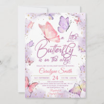 Girl Butterfly Baby Shower Invitation