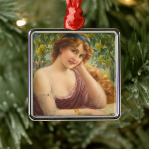 Girl by Lemon Tree (1913) Metal Ornament