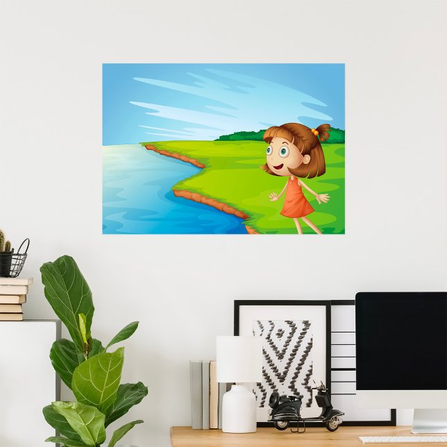Girl by Riverside Nature Landscape Poster (Creator Uploaded)