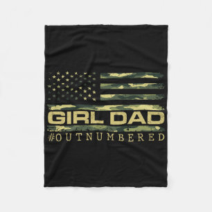 Girl Camo Dad American Usa Flag Dad Of Girls 4th O Fleece Blanket