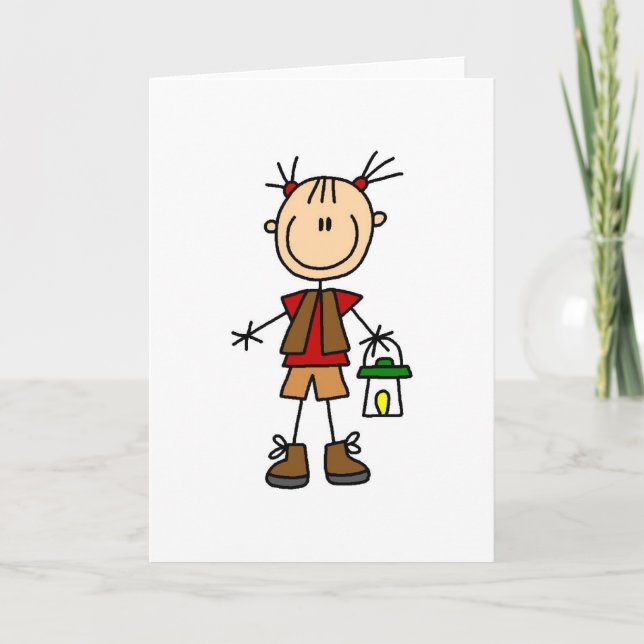 Girl Camping With Lantern Card (Front)