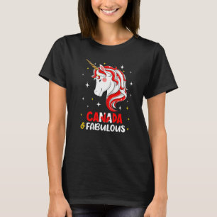 Girl Canadian Canada Flag Unicorn Women T-Shirt