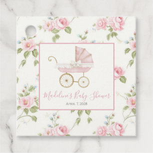 Girl Carriage Pink Floral & Gingham Favour Tags