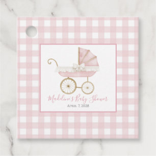 Girl Carriage Pink Gingham Favour Tags