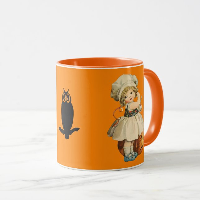 Girl Carving Apple Halloween Mug (Front Right)