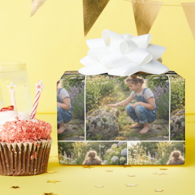 Girl Casting a Spell on a Frog Wrapping Paper (Birthday Party)