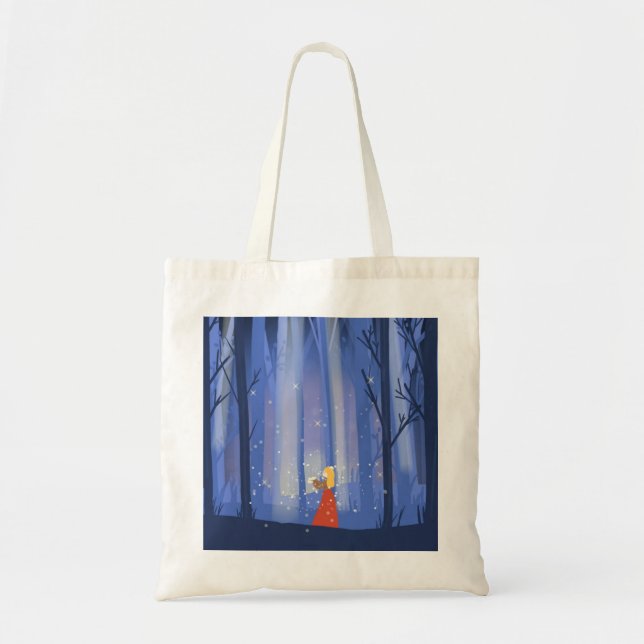 girl catching fireflies in the forest tote bag (Front)