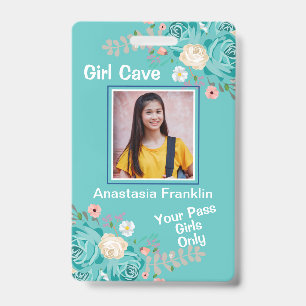 Girl Cave Fun Child Pass Photo Personalise ID Badge