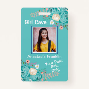Girl Cave Fun Child Pass Photo Personalise ID  ID Badge