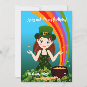 Girl celebrates her birthday on Saint Patrick's Invitation