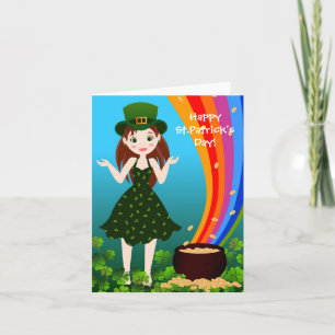 Girl celebrates Saint Patrick Card