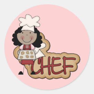 Girl Chef African American Tshirts and Gifts Classic Round Sticker