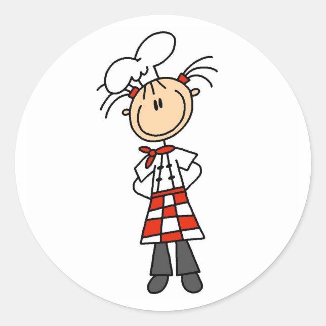 Girl Chef Stick Figure Stickers (Front)