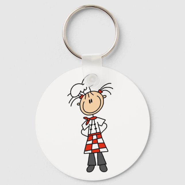 Girl Chef Stick Figure Tshirts and Gifts Key Ring (Front)