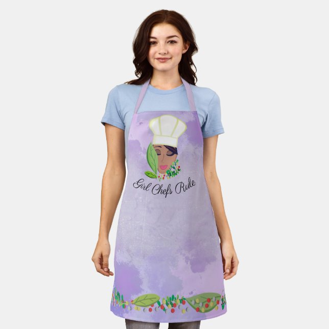 Girl chefs rule African American woman kitchen Apron (Worn)
