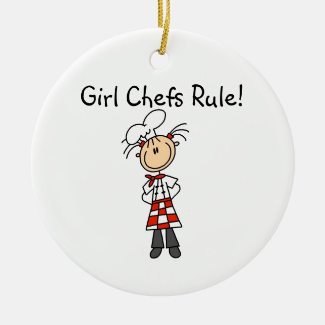 Girl Chefs Rule Ceramic Tree Decoration (Front)