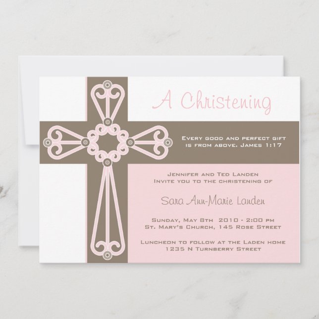 Girl Christening  Invitation (Front)