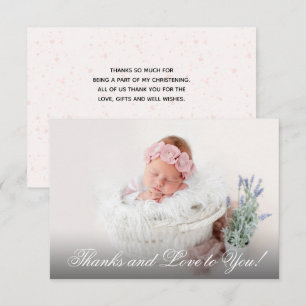 Girl Christening Pink Watercolor  Thank You Card