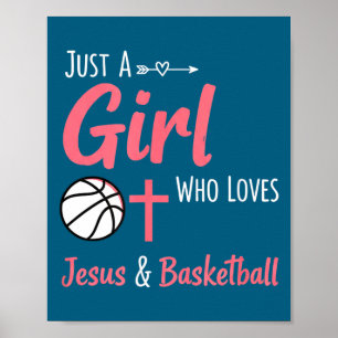 Girl Christian Loves Jesus Basketball Christian Poster