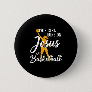Girl Christian Runs Jesus Basketball 6 Cm Round Badge